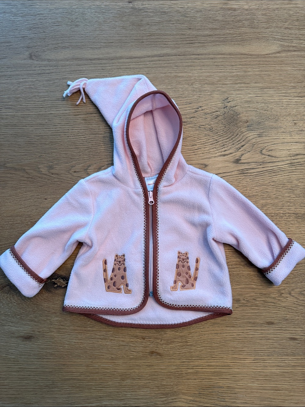 Hanna Andersson Pink Hooded Fleece Jacket for Baby Size 6-12 months